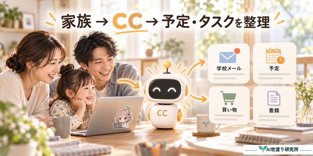 Googleの家族向けAIエージェントCCが予定やタスクを整理するイメージ図
