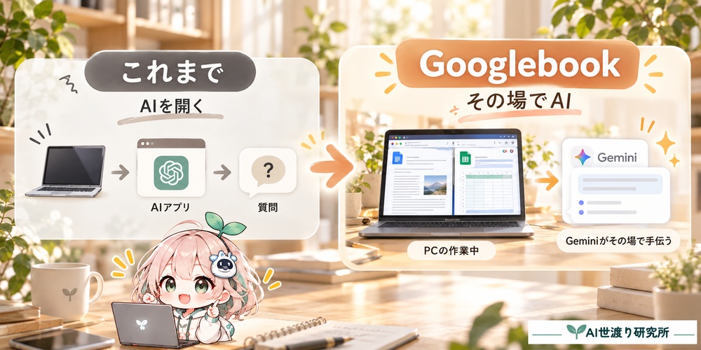 GooglebookのMagic Pointer、Rambler、Create My Widgetを初心者向けに示した図